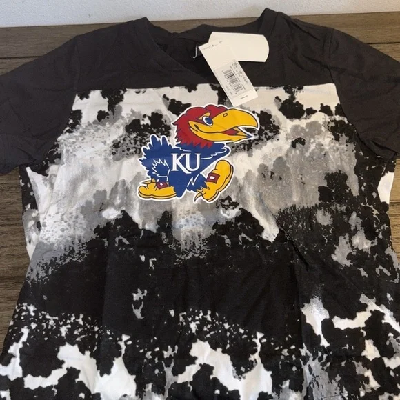 NWT [adidas] Kansas Jayhawks NCAA Tie-Dye Graphic Short-Sleeve T-Shirt Women’s L - Picture 4 of 10